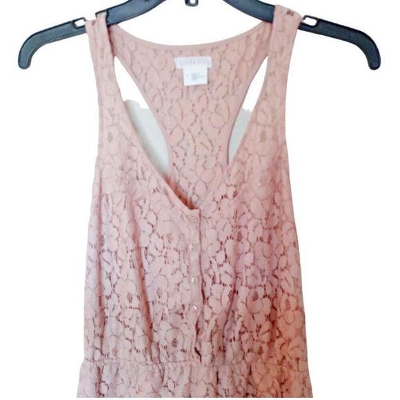 Urban Outfitters Lace Sleeveless Button Front Romper W/ Pockets - Dusty Rose - S - Picture 3 of 7